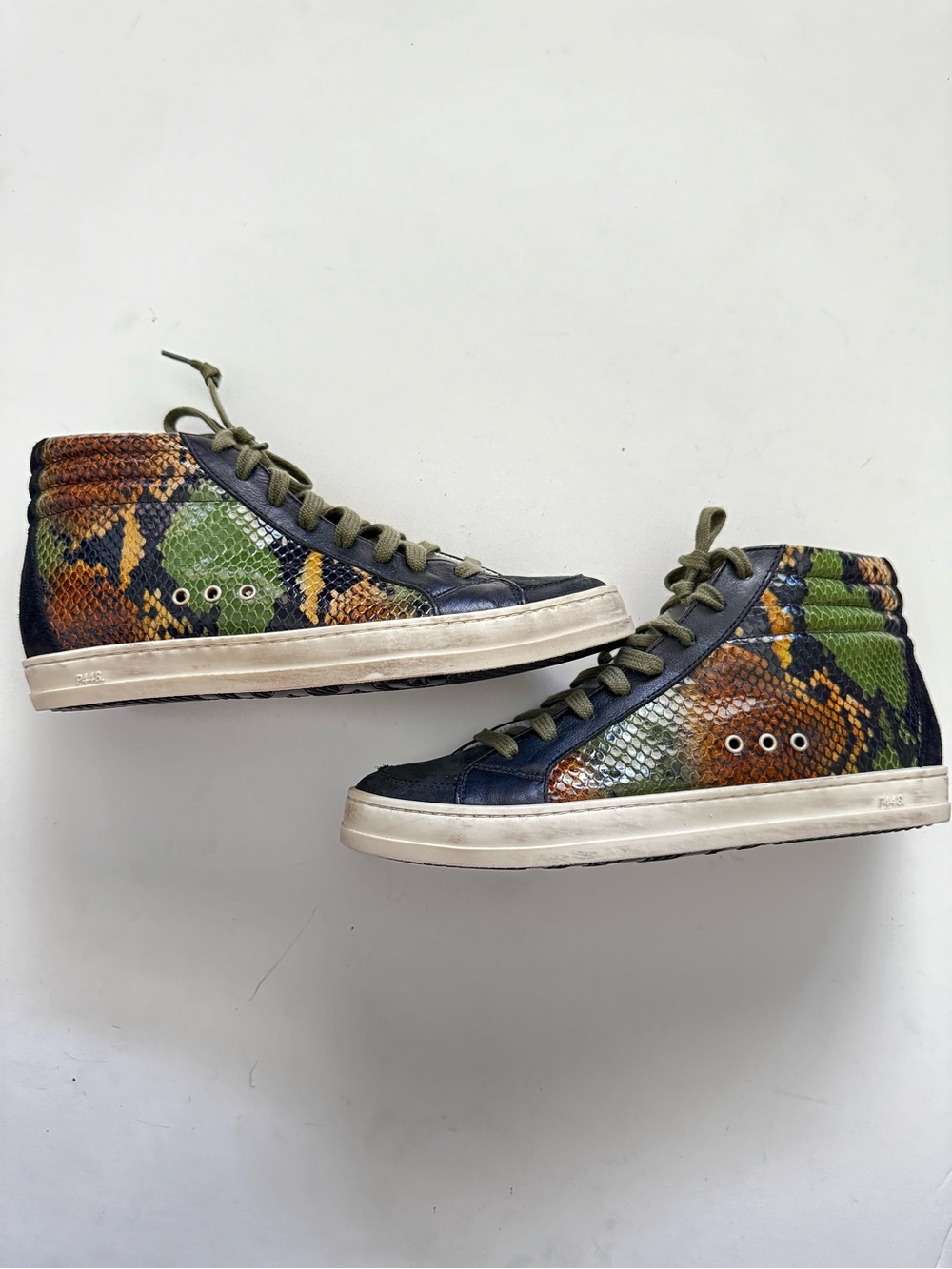 P448 Skate Green Black Snakeskin High-Top Sneakers Zip size 8